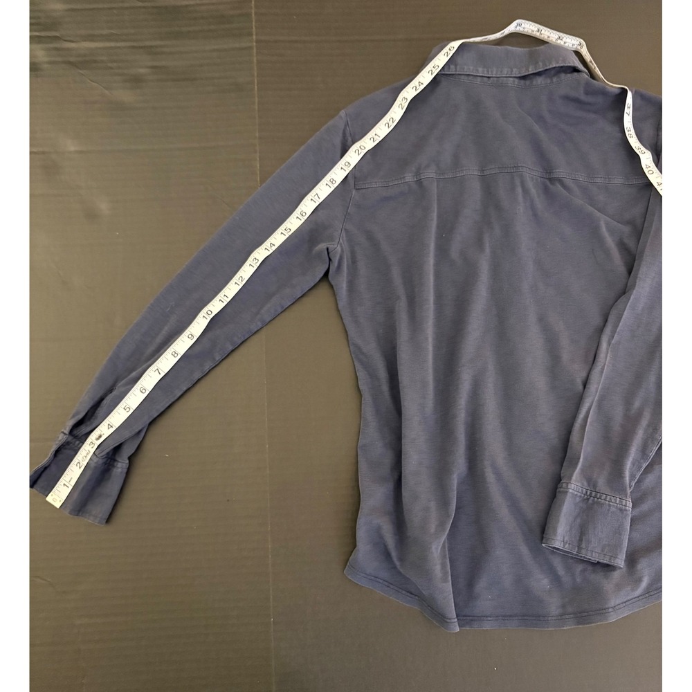 Theory Luxe Jersey Cotton Navy Button up Long Sleeve Minimalist luxury - Picture 3 of 6